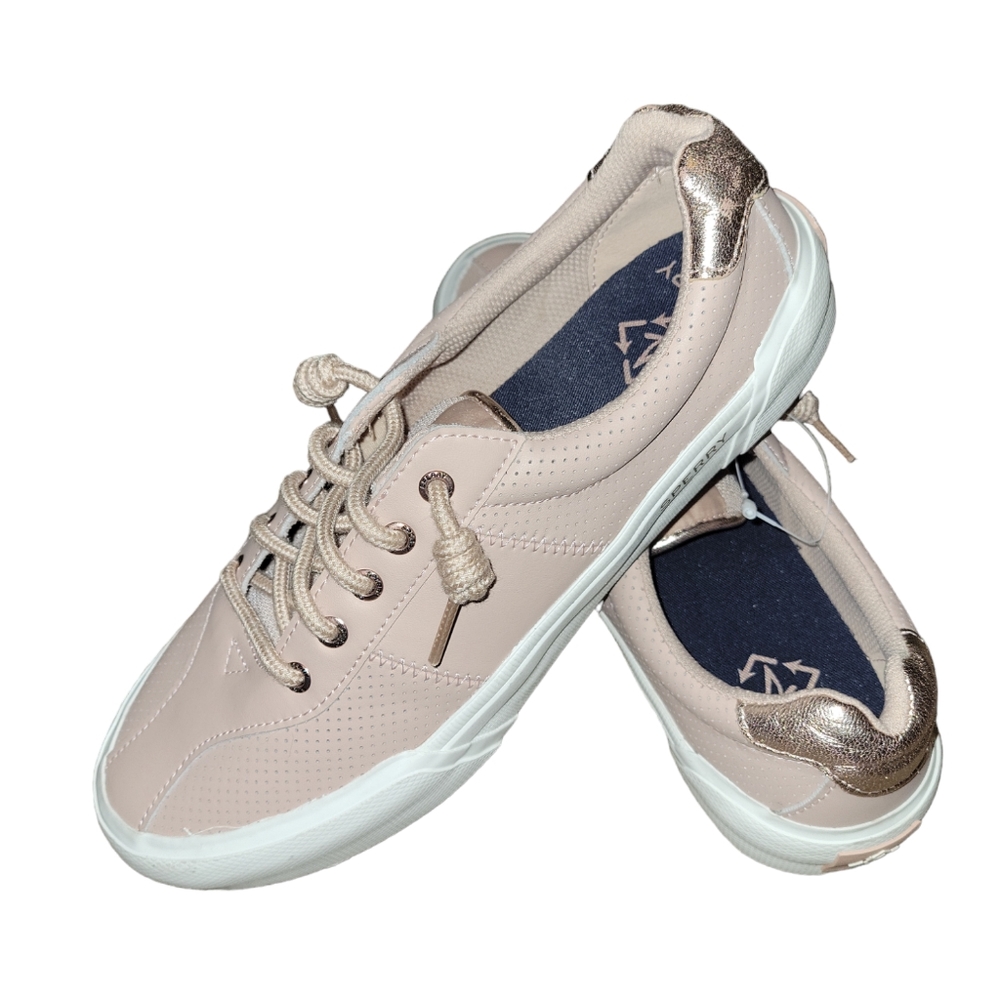 NEW Sperry Crest Vibe in Rose Pink Leather Boat Deck Sneakers Shoes sz 9